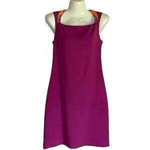 Elie TAHARI Purple Square Neck Sleeveless Pencil Dress Ladies Size 4